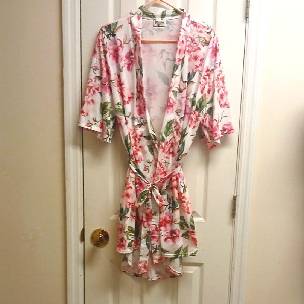 Show Me Your Mumu Floral Kimono Robe - Pink, Green, And White Size O/S